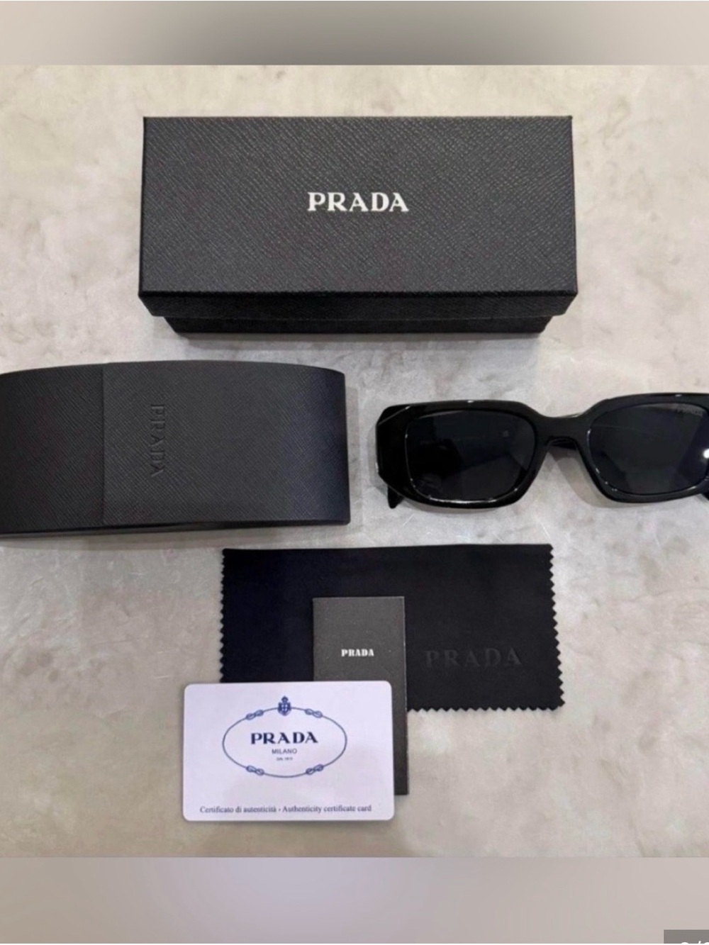 Black Gloss Rectangular Sunglasses